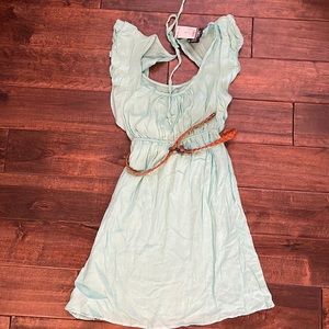 NWT Adorable mint green thin dress. Ties at neck, comes with belt
